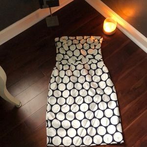 Banana Republic strapless white polka dot dress